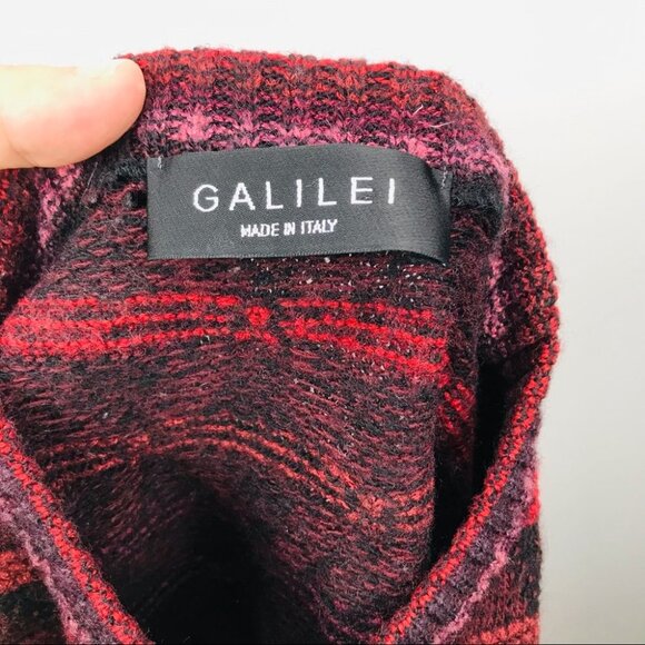 Galilei Made in Italy wool Crew Neck Knot Burgundy sweater Women size M - Picture 9 of 14